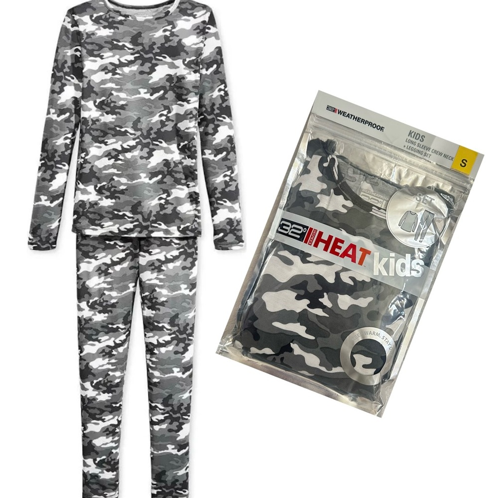 32 Degrees Heat base layer Kids Camo Thermal Set Size S 6/7